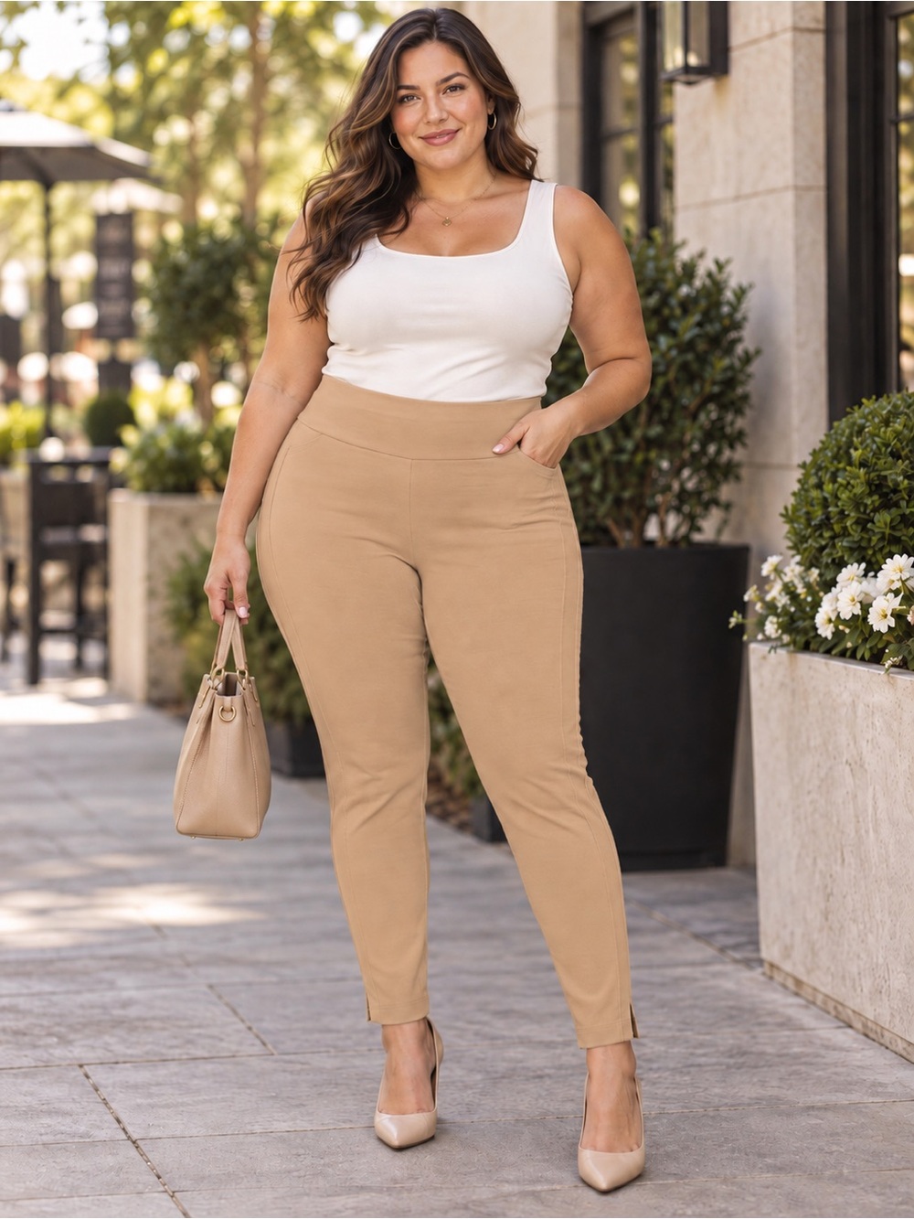 🆕 Dear Scarlett Magic Skinny Pants Khaki Plus Size NWT 28” Inseam